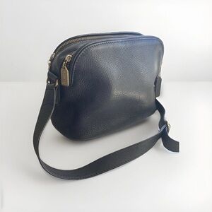 Vintage Coach 4914 Sonoma Natural Grain Double Zip Black Leather Purse 90’s